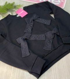BLUSAO EM MOLETOM LAÇOS E STRASS KUKIE 79488