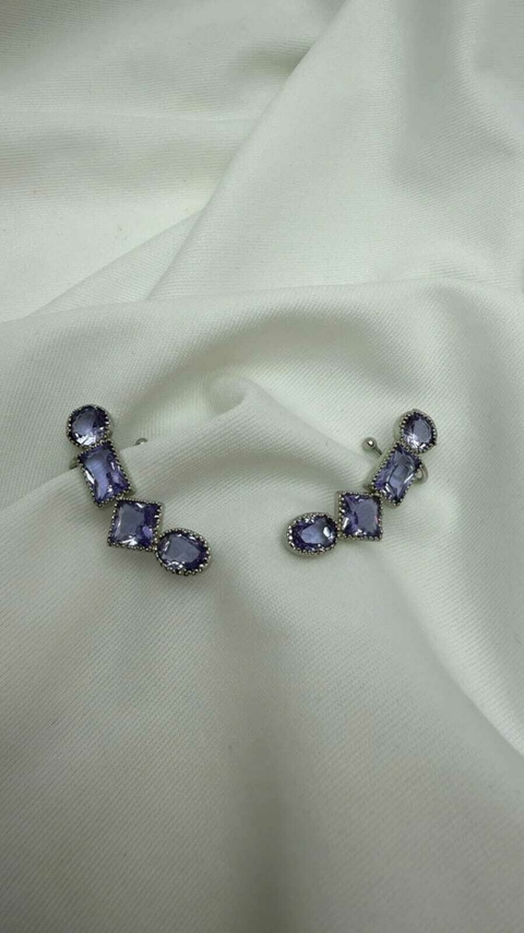 Brinco Earcuff Formas Roxo Prata - comprar online