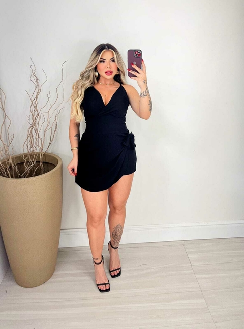 Macaquinho short saia transpassado em viscose - comprar online