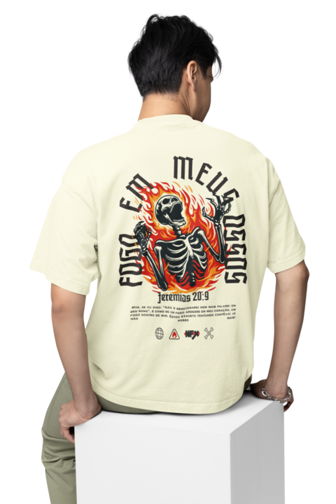 Camiseta Oversized "FOGO EM MEUS OSSOS" - (ATACADO)