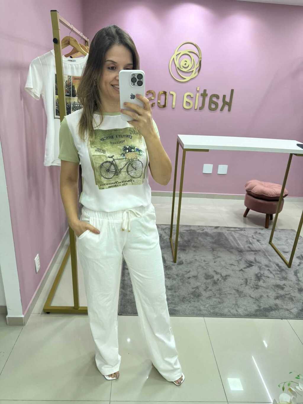 T-SHIRT CREPE ESTAMPA BICICLETA