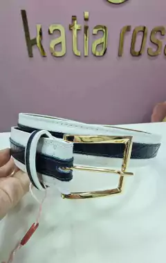 Cinto branco com azul