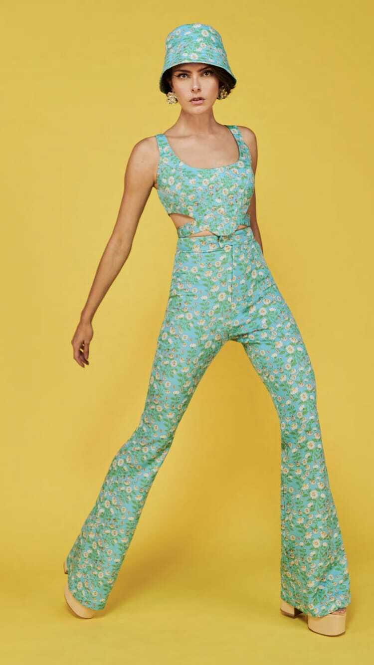Calça Flare Mini Margaridas Sclub - Estampado, P