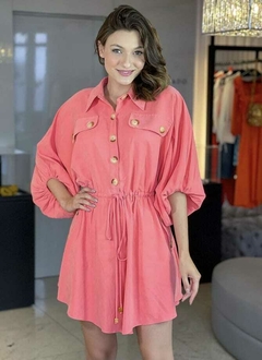 Vestido Mini Cupro Manga Puff Skazi - Coral, P