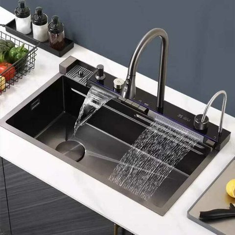 Bacha de cocina acero inoxidable 304 PREMIUM BLACK 75x45x22