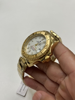 Relógio Yatch Master Aço Gold Tampa em vidro - Relógios Imperiais