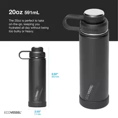ECOVESSEL TERMO BOULDER ACERO INOXIDABLE TRIMAX CON INFUSOR BLACK SHADOW 20 oz/ 591 ml - comprar online