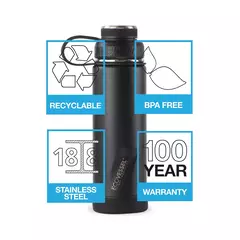 Imagen de ECOVESSEL TERMO BOULDER ACERO INOXIDABLE TRIMAX CON INFUSOR BLACK SHADOW 20 oz/ 591 ml
