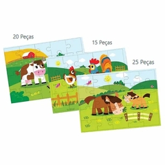 Kit 3 Quebra Cabeça Animais Fazenda 15, 20, 25 peças-BigStar - comprar online