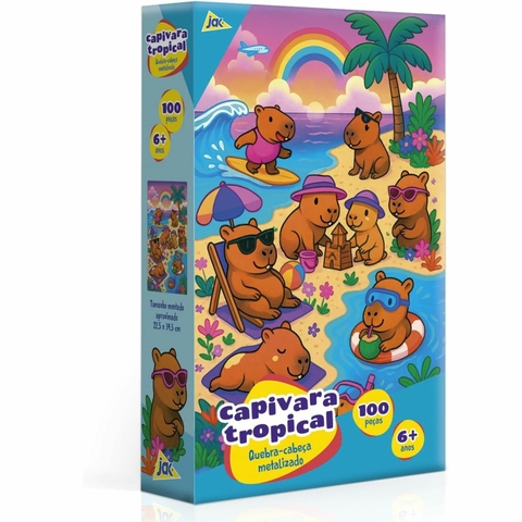 Quebra-Cabeça 100 peças Metalizado Capivara Tropical - Toyster