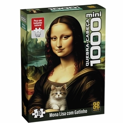 Mini Quebra-Cabeeça 1000 Peças Mona Lisa com Gatinho - Grow