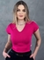 Blusa Feminina Basica baby look - COR PINK - P ao GG veste N50 Plus Size Manga Curta gola V camiseta Viscolaycra