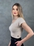 Blusa Feminina Basica baby look - COR NUDE - P ao GG veste N50 Plus Size Manga Curta gola V camiseta Viscolaycra - comprar online