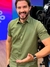 CAMISA DE LINHO MANGA CURTA VERDE MILITAR na internet