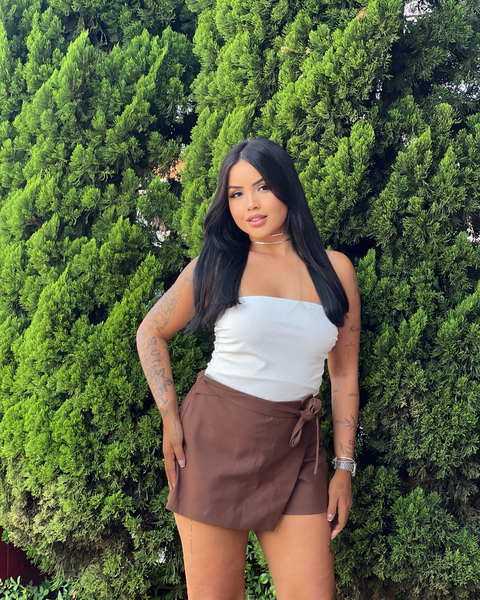 Shorts Saia Linho - Marrom - comprar online