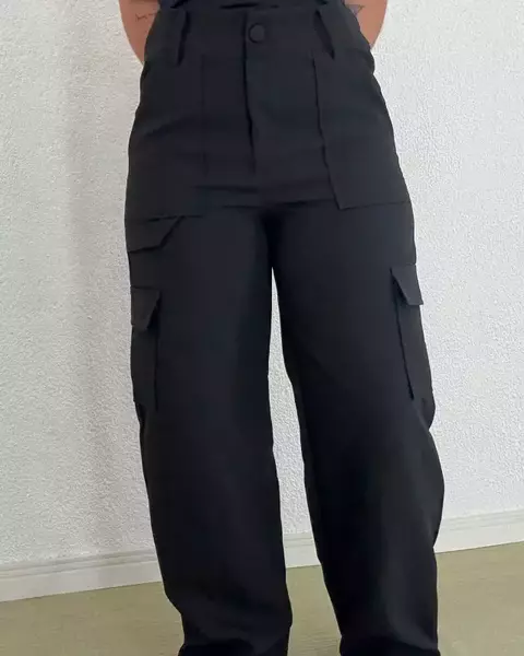 Calça alfaiataria cargo P ao G2 - Preta - comprar online
