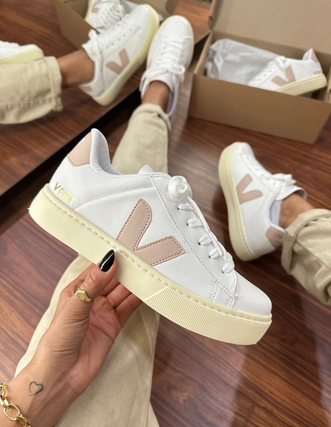 V Cadarço Branco/Rosê