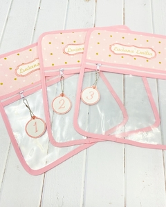 Bolsita Transparente Rosa puntos dorados - comprar en línea