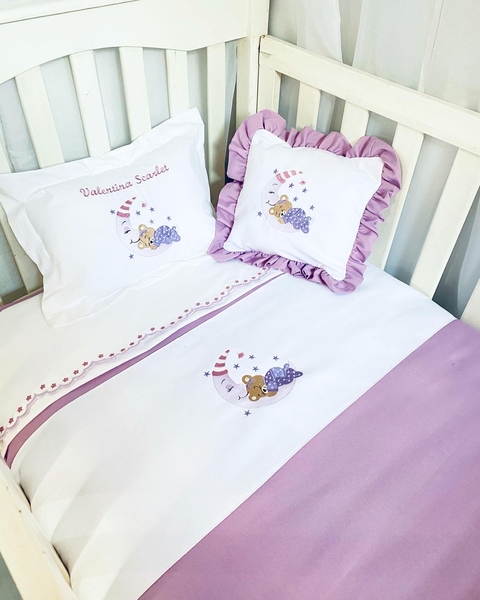 Set de Cuna osita en la luna lila - comprar en línea