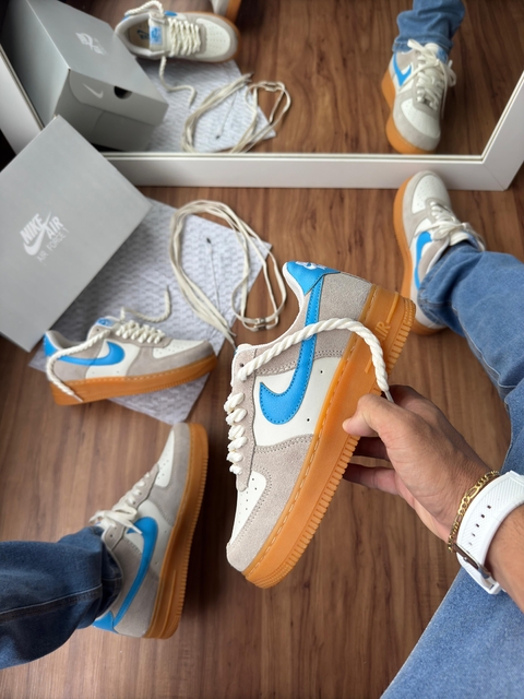 Air force F1 - couro (Gelo/Azul)