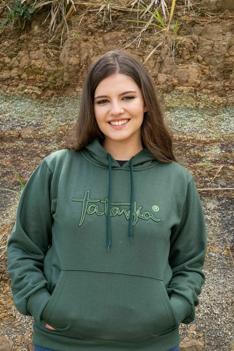 Moletom Tatanka Verde Musgo Bordado com Contorno Verde Flúor - comprar online