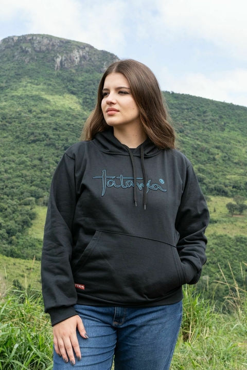 Moletom Tatanka Preto Bordado com contorno Azul - comprar online