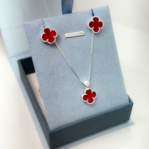 Conjunto Trevo Vermelho Virginia - Prata leve - comprar online