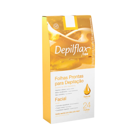 Folhas Faciais Prontas DepilFlax 24folhas Natural