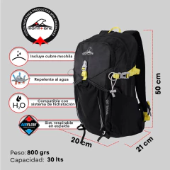 Mochila Trekking 30 Litros Trail Negro Montagne - EL ANDINO OUTDOOR