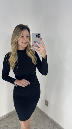 Vestido Tubinho Preto Manga Longa - Julia Loyacono Store