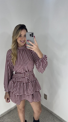 Vestido Babados Xadrez