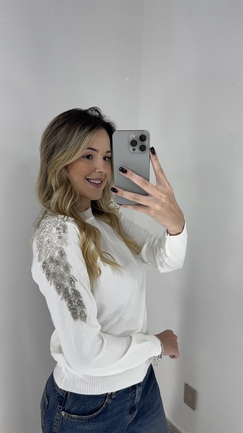 Suéter Modal com Bordado em Pedraria - comprar online