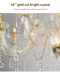 Imagen de Candelabro de cristal dorado para dormitorio, comedor, sala de estar