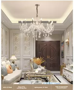 Imagen de Candelabro de cristal dorado para dormitorio, comedor, sala de estar