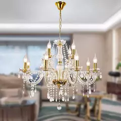 Candelabro de cristal dorado para dormitorio, comedor, sala de estar - FARMACU