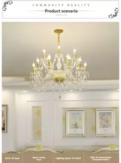 Candelabro de cristal dorado para dormitorio, comedor, sala de estar - comprar en línea