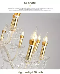 Candelabro de cristal dorado para dormitorio, comedor, sala de estar en internet