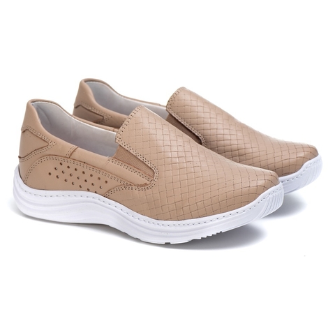 Tênis Feminino Slip On Couro Legitimo Solado Costurado 33 ao 40
