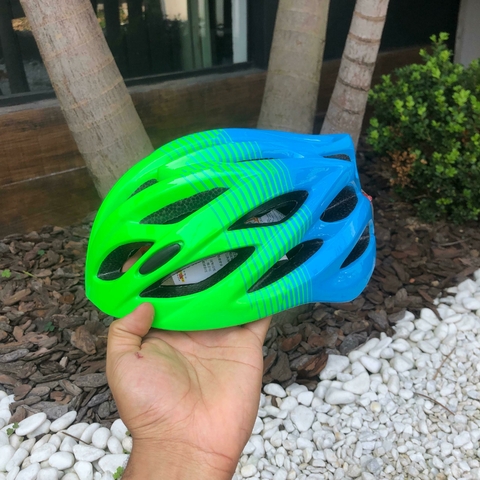 Capacete Profissional VEGO com LED Integrado (Ajustável) Azul/Verde