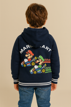 Moletom Zíper Mario Kart Azul Marinho - Tamanho 8 anos - comprar online