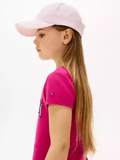 Vestido Infantil Tommy Hilfiger Cereja Logo Prata - TH06 - Tamanho 6 - 7 anos na internet