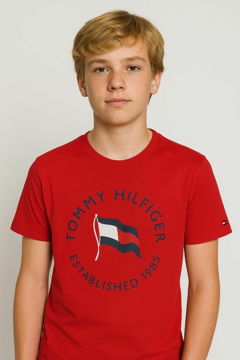 Camiseta Tommy Hilfiger Vermelha - TH7643- Tamanho 12 - 14 anos - comprar online