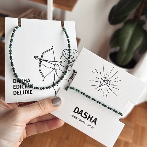 Set Collar + Pulsera Zaya verde - Plata 925