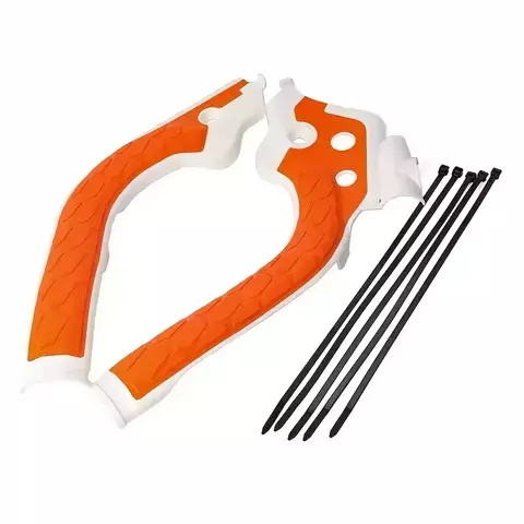 Cubre cuadro naranja y blanco para moto KTM modelos SX, SXF y EXC 2016-2022 con cinchos negros