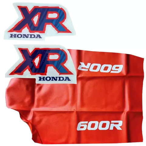 Kit de gráficos para tanque y tapizado de asiento naranja con calcos azules y rojos para Honda XR600 / XR600R 1992
