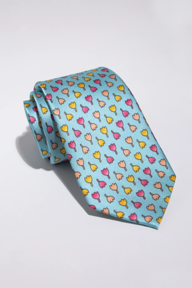 TULIPS SKY - SILK PRINTED PREMIUM NECKTIE 7 CM ( 28) TULIPS SKY - SILK PRINTED PREMIUM NECKTIE 7 CM ( 28)