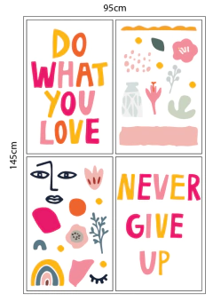 Never give up - Cuatro cuadros- 145x95cm - comprar online