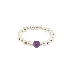 Anillo Eñastizado Con Cuentas De Plata #3 + Amatista #4 | AMALO - comprar online