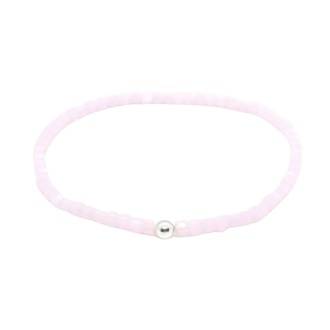 Pulsera cristal Cubo Rosa Pastel - Cristal y Plata, Elastizada | AMALO - comprar online