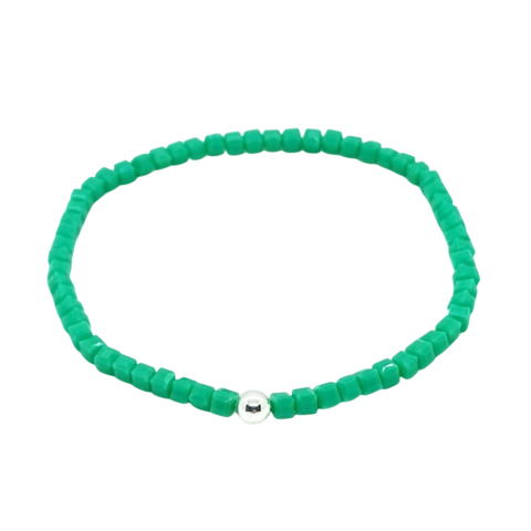 Pulsera cristal Cubo #3 Verde Elastizada | AMALO - comprar online